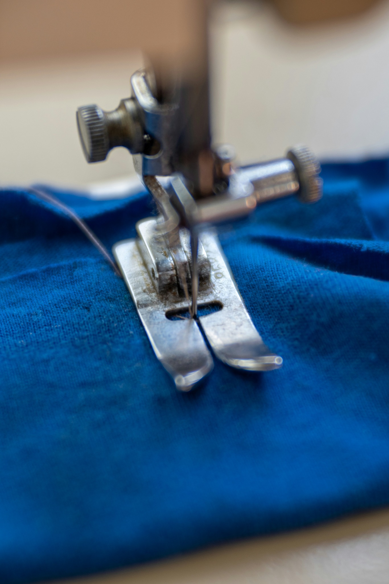 Close-up of sewing machine